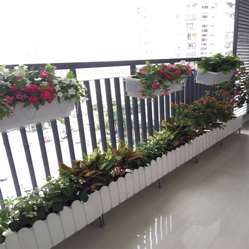Chậu nhựa composite trắng