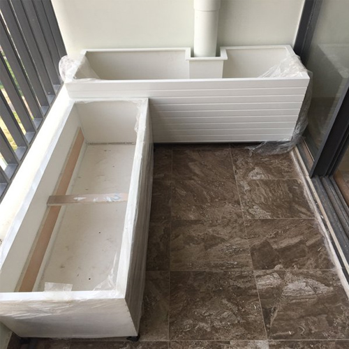 Chậu nhựa composite trắng