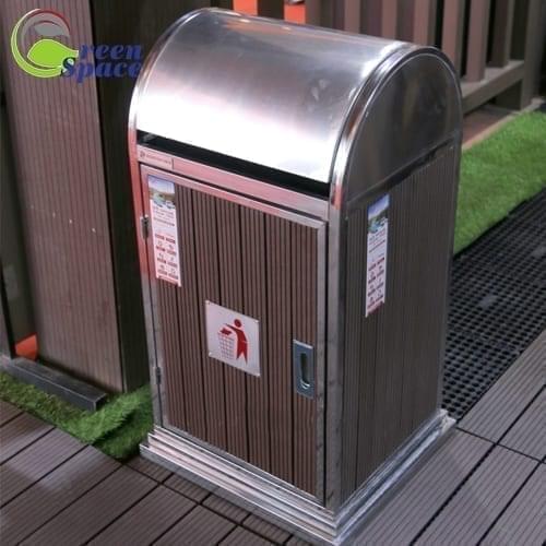 Thùng rác đơn nắp tròn inox